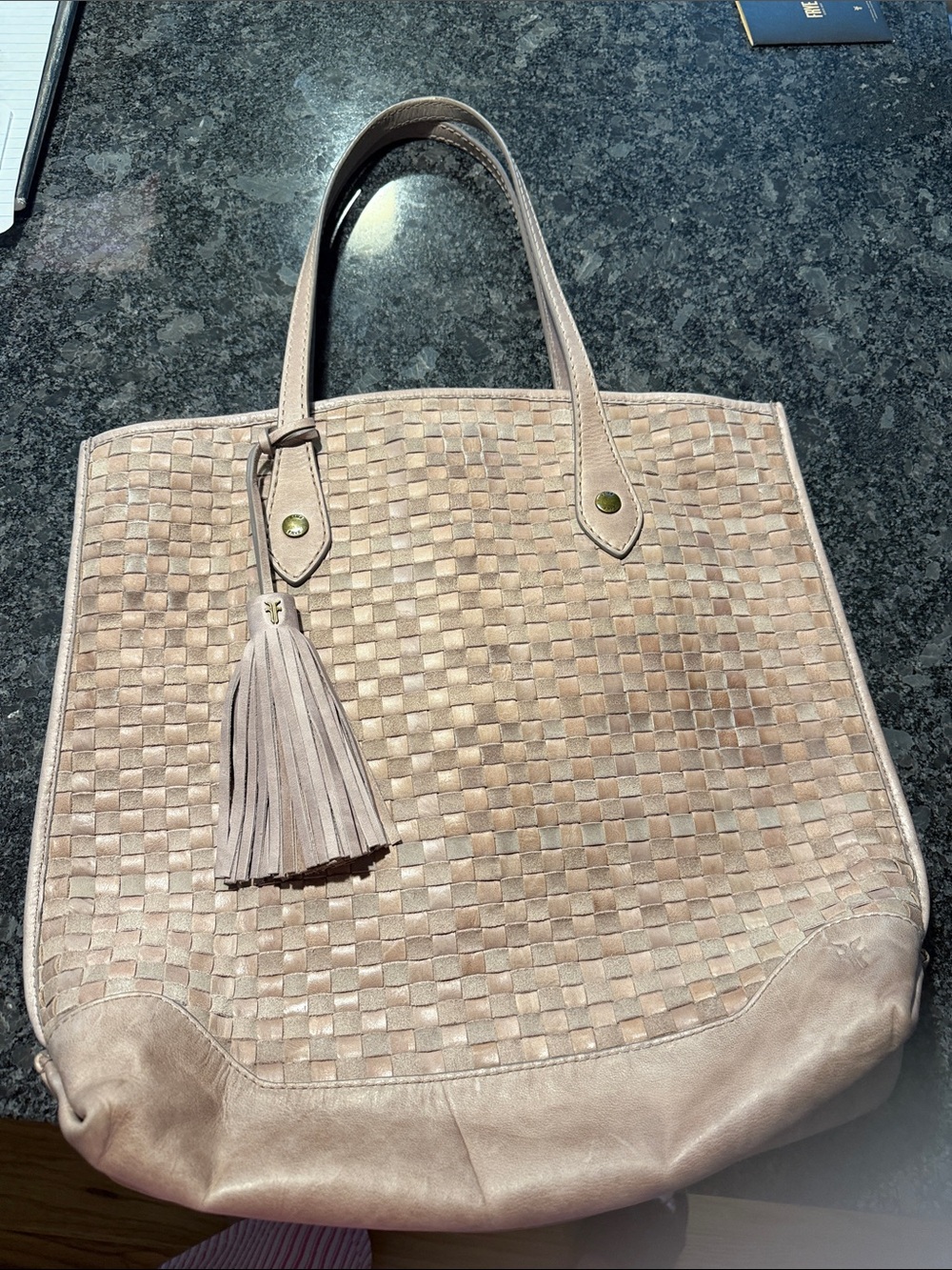 Frye Woven Leather Tote - Taupe